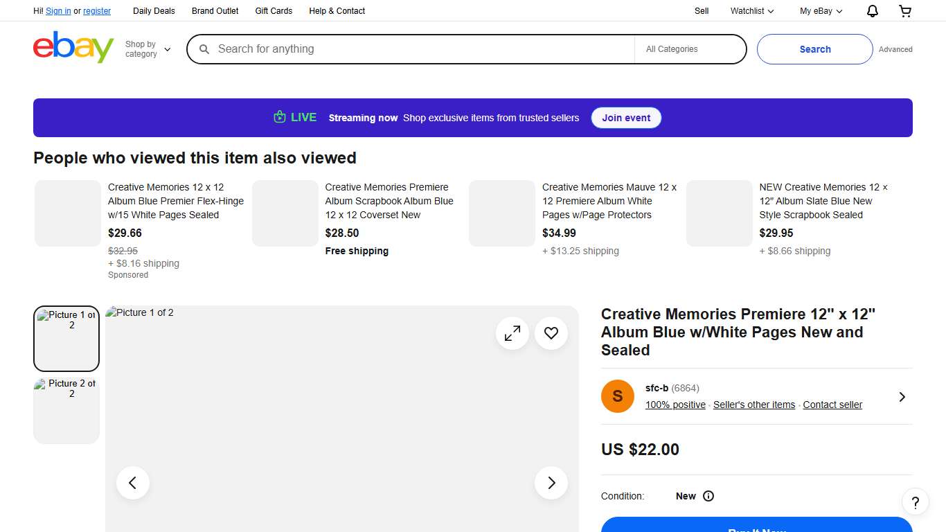 Creative Memories Premiere 12" x 12" Album Blue w/White Pages New and Sealed eBay